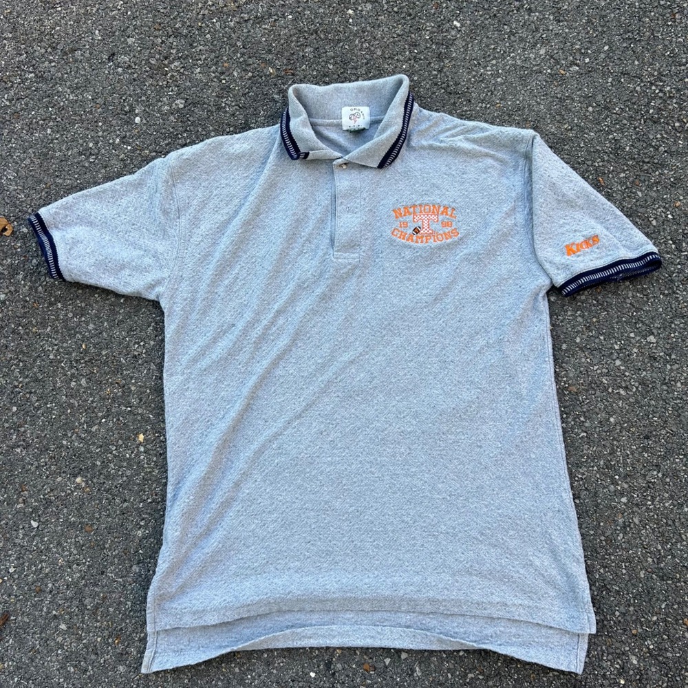 Vintage 1998 Tennessee Volunteers National Champions Polo Shirt Heather Gray LG
